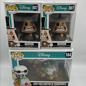 Funko Disney Pop! Vinyl Mayor and Jack Skellington Snowmobile Set